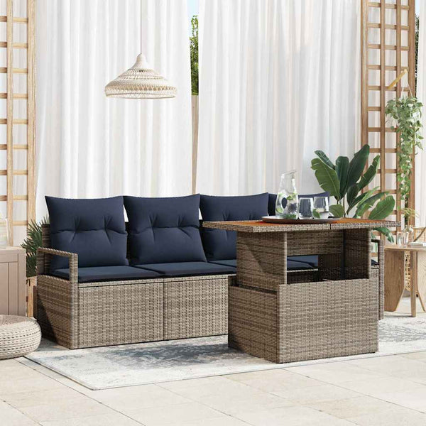 vidaXL Garden Sofa Set with Cushions 5 pcs Grey and Navy Blue