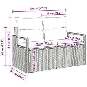 vidaXL Garden Sofa Set with Cushions 5 pcs Black and Blue