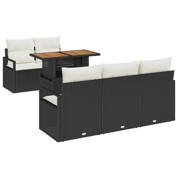 Garten Sofa Set Schwarz & Creme mit Kissen