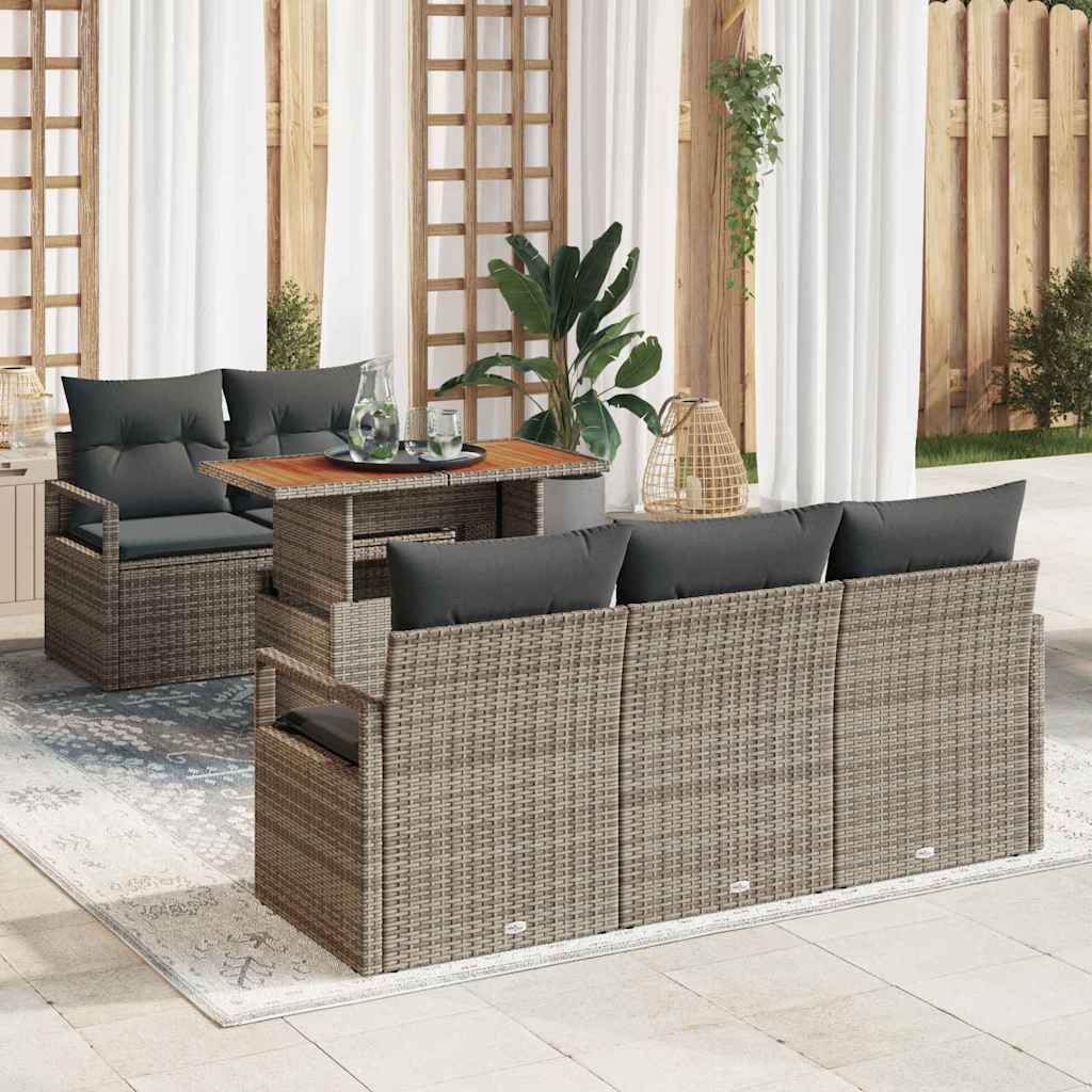vidaXL Garden Sofa Set with Cushions 6 pcs Grey