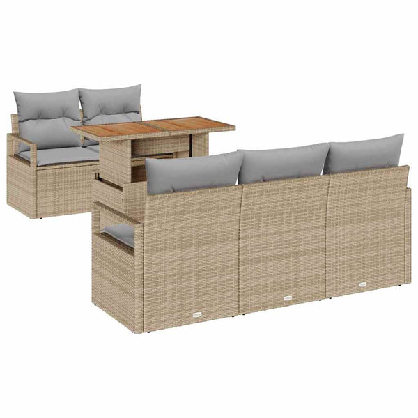 Garten Sofa Set mit Kissen, Beige/Hellgrau, 6-teilig