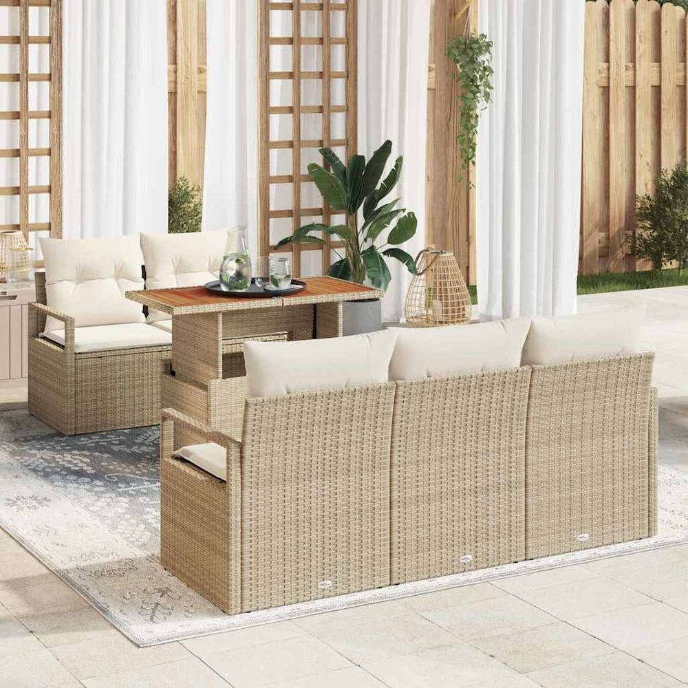 vidaXL Garden Sofa Set with Cushions 6 pcs Beige and Cream