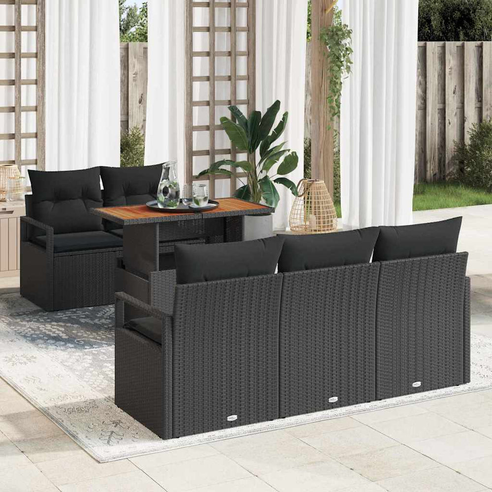 Garten Sofa Set Schwarz mit Kissen 6-teilig