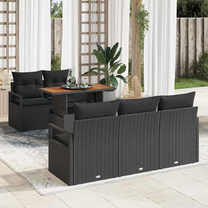 Garten Sofa Set Schwarz mit Kissen 6-teilig