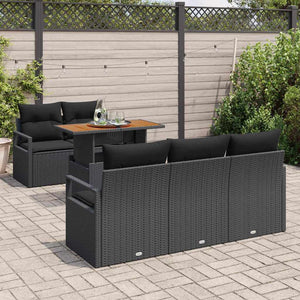 Garten Sofa Set Schwarz mit Kissen 6-teilig