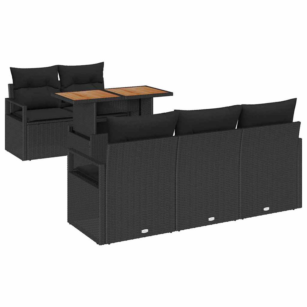 Garten Sofa Set Schwarz mit Kissen 6-teilig