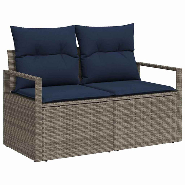 vidaXL Garden Sofa Set with Cushions 6 pcs Grey and Navy Blue