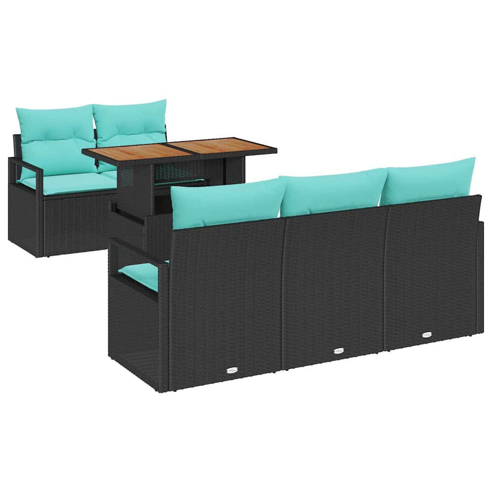 vidaXL Garden Sofa Set with Cushions 6 pcs Black and Blue