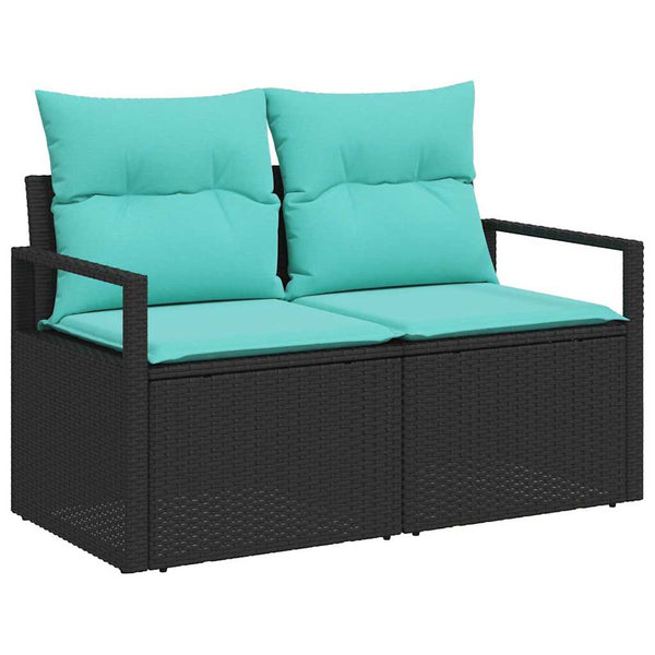 vidaXL Garden Sofa Set with Cushions 6 pcs Black and Blue