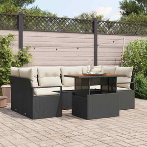 vidaXL Garden Sofa Set with Cushions 7 pcs Black and Cream