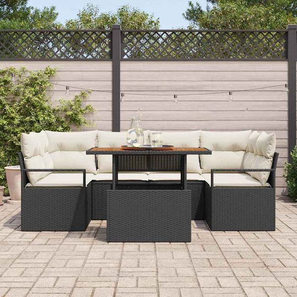 vidaXL Garden Sofa Set with Cushions 7 pcs Black and Cream