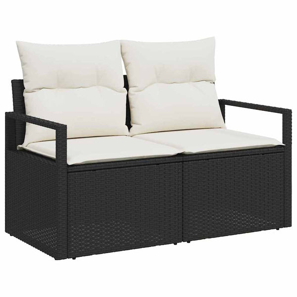 vidaXL Garden Sofa Set with Cushions 7 pcs Black and Cream