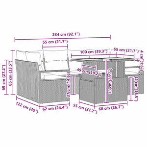 vidaXL Garden Sofa Set with Cushions 7 pcs Black and Cream
