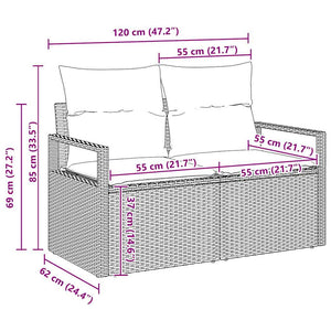 vidaXL Garden Sofa Set with Cushions 7 pcs Black and Cream