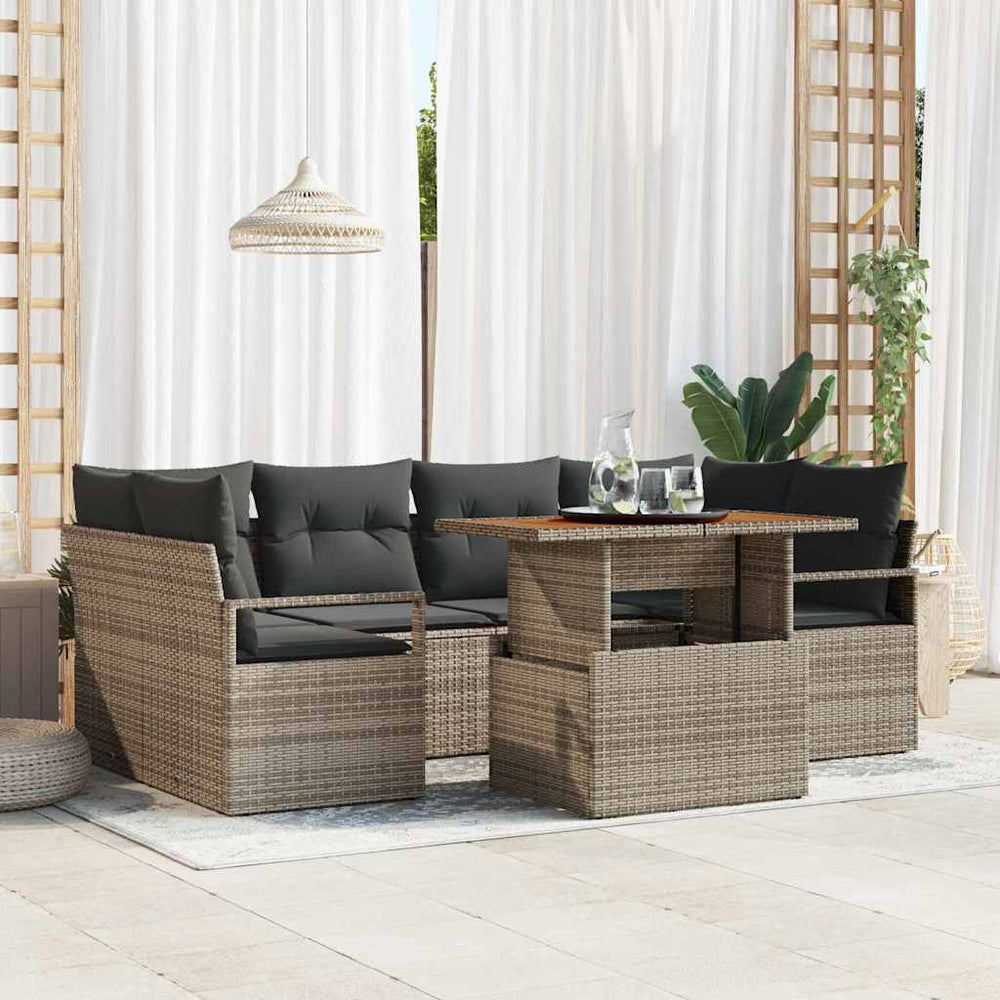 vidaXL Garden Sofa Set with Cushions 7 pcs Grey