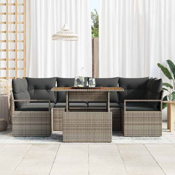 vidaXL Garden Sofa Set with Cushions 7 pcs Grey