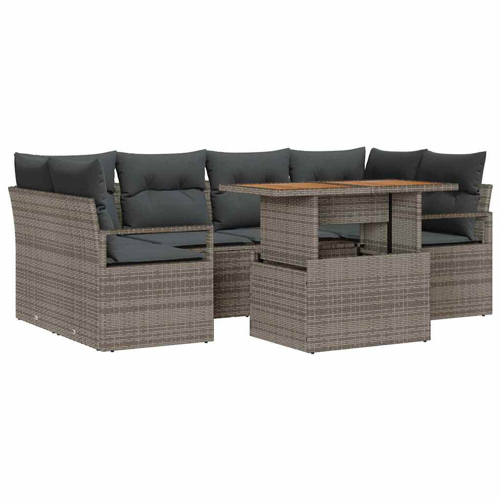vidaXL Garden Sofa Set with Cushions 7 pcs Grey