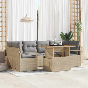 vidaXL Garden Sofa Set with Cushions 7 pcs Beige and Light Gray
