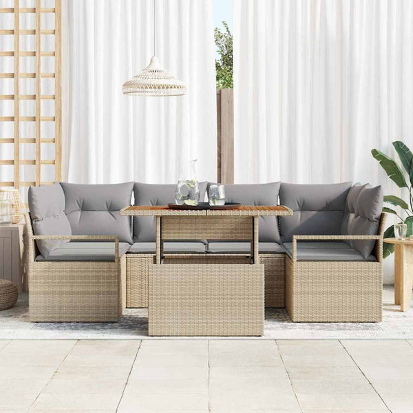 vidaXL Garden Sofa Set with Cushions 7 pcs Beige and Light Gray