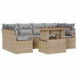 vidaXL Garden Sofa Set with Cushions 7 pcs Beige and Light Gray