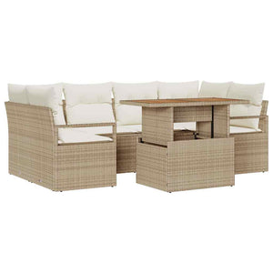 vidaXL Garden Sofa Set with Cushions 7 pcs Beige and Cream