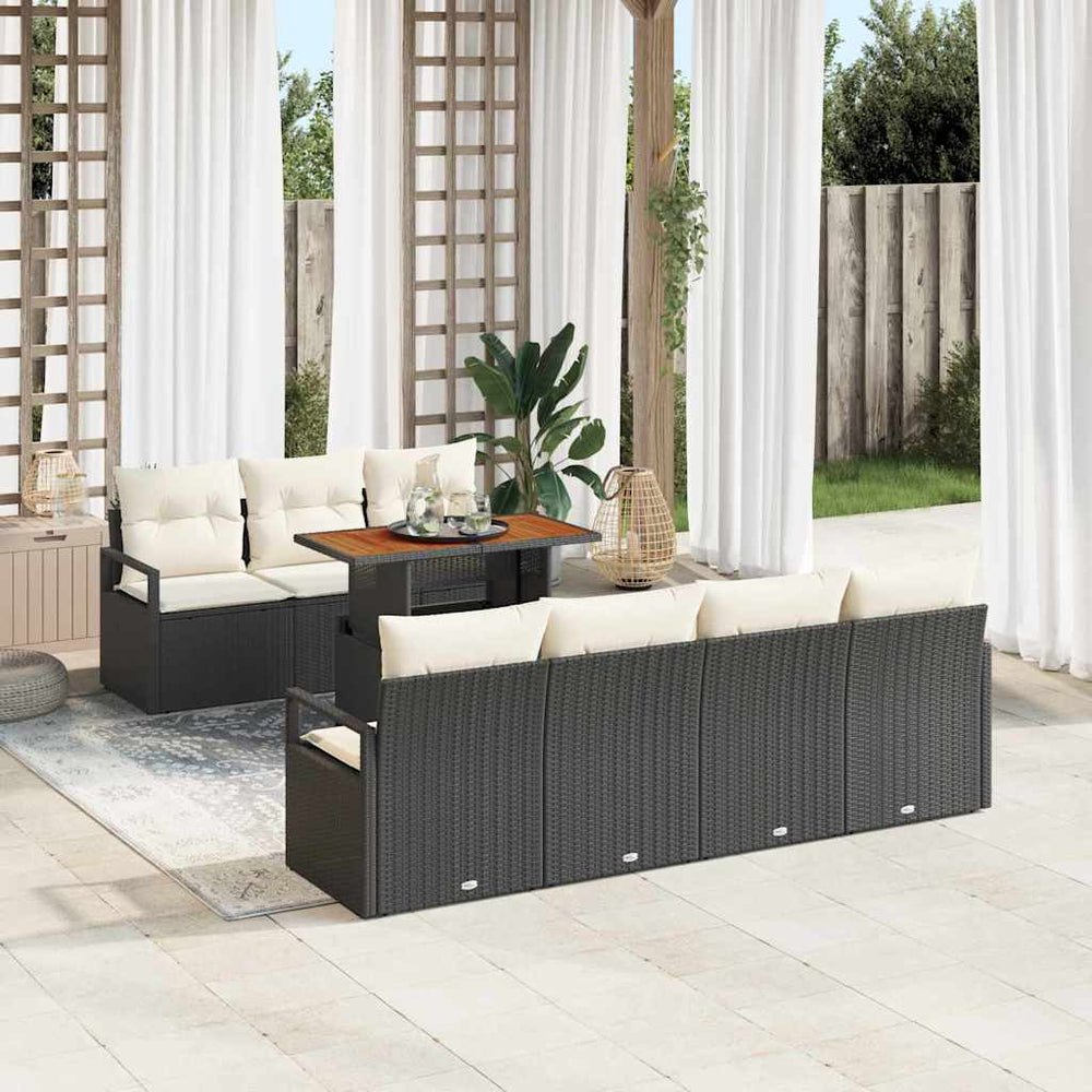 vidaXL Garden Sofa Set with Cushions 8 pcs Black and Cream
