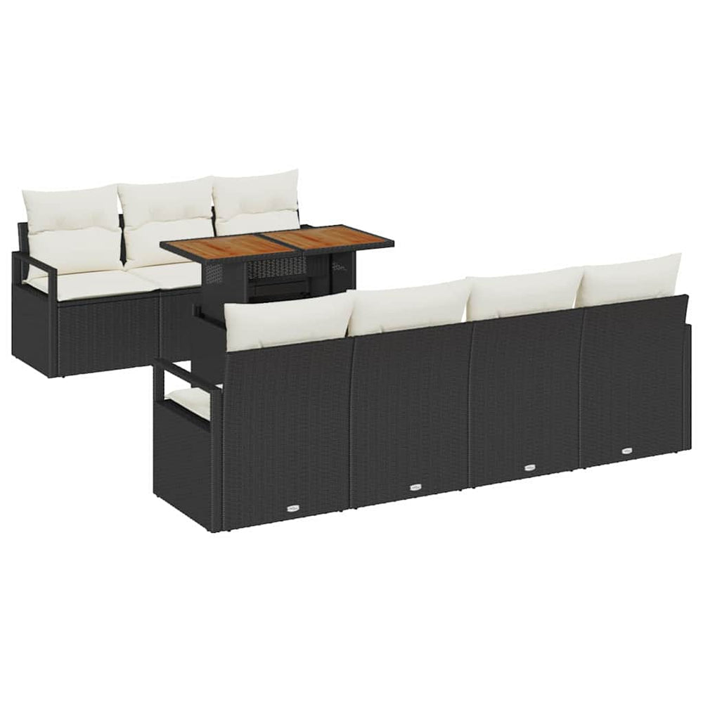 vidaXL Garden Sofa Set with Cushions 8 pcs Black and Cream