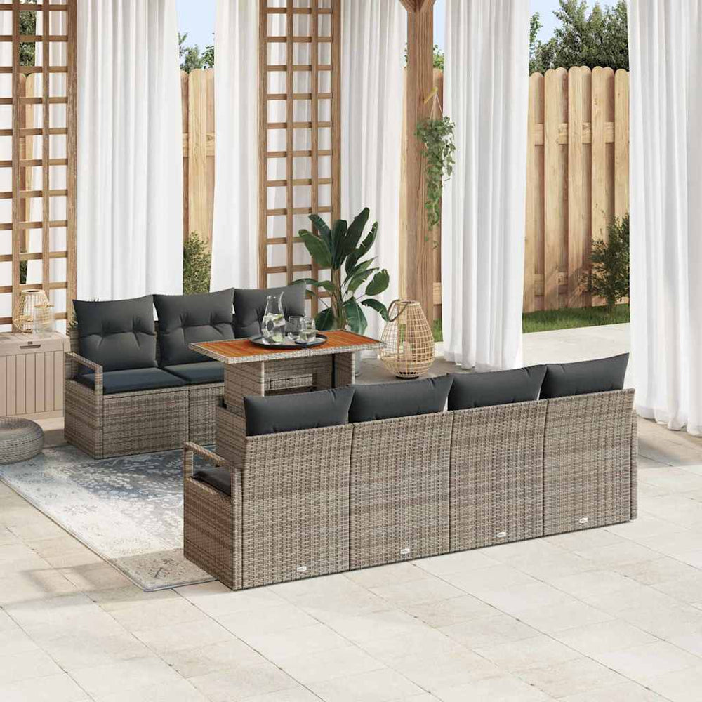 vidaXL Garden Sofa Set with Cushions 8 pcs Grey and Brown