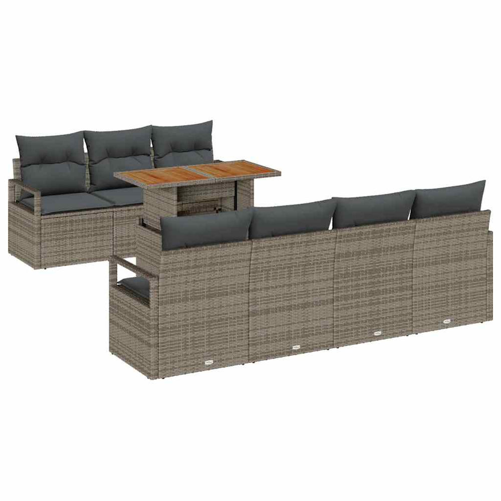 vidaXL Garden Sofa Set with Cushions 8 pcs Grey and Brown