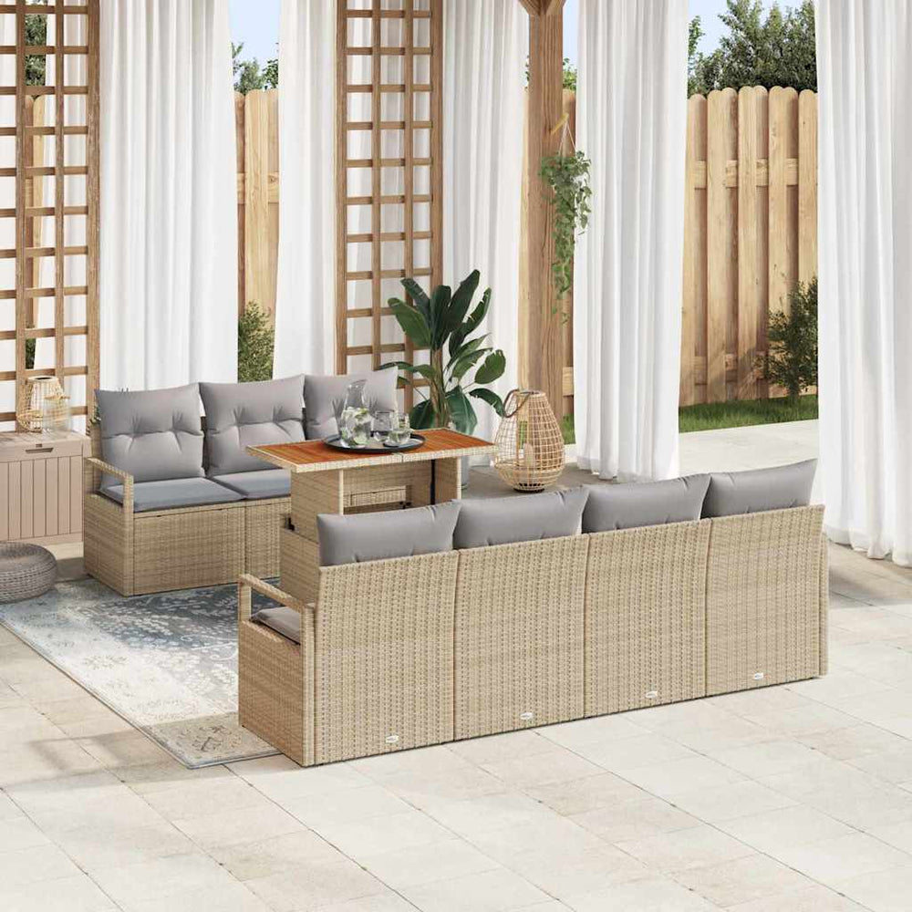 vidaXL Garden Sofa Set with Cushions 8 pcs Beige and Grey