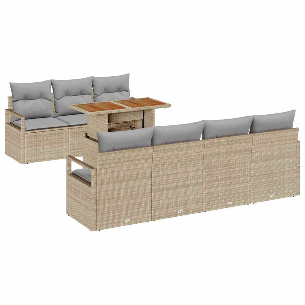 vidaXL Garden Sofa Set with Cushions 8 pcs Beige and Grey