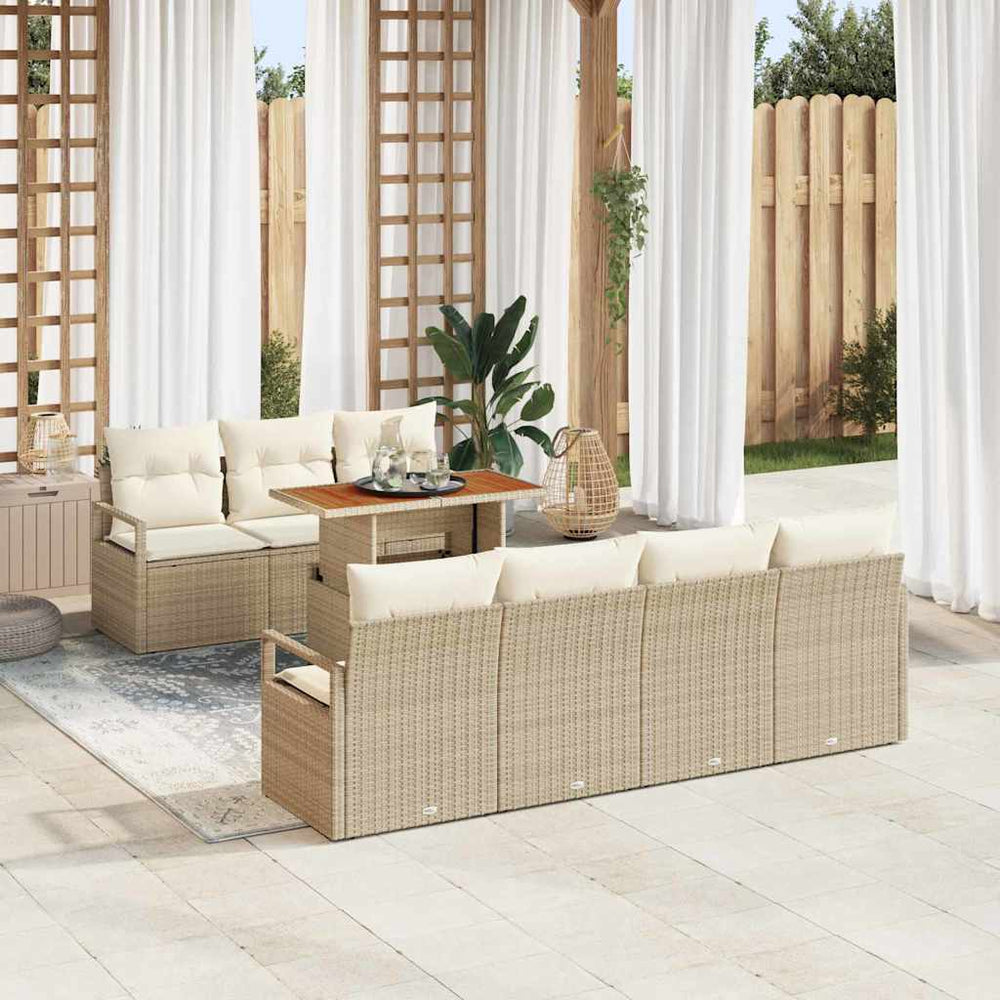 vidaXL Garden Sofa Set with Cushions 8 pcs Beige and Cream