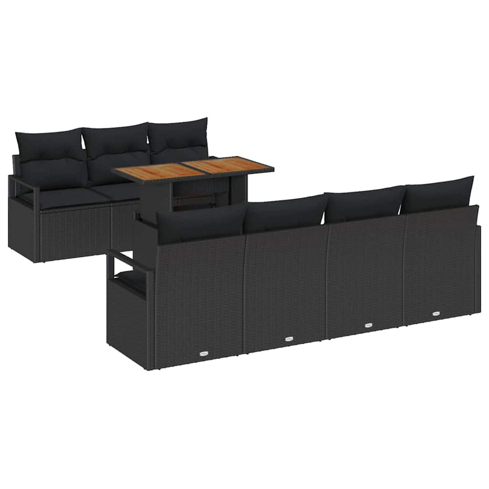 vidaXL Garden Sofa Set with Cushions 8 pcs Black and Brown