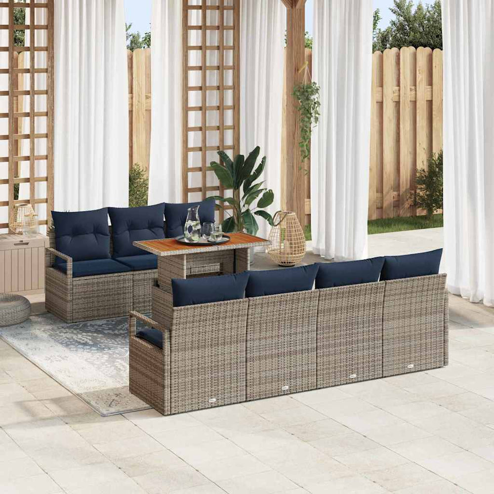 vidaXL Garden Sofa Set with Cushions 8 pcs Grey and Blue
