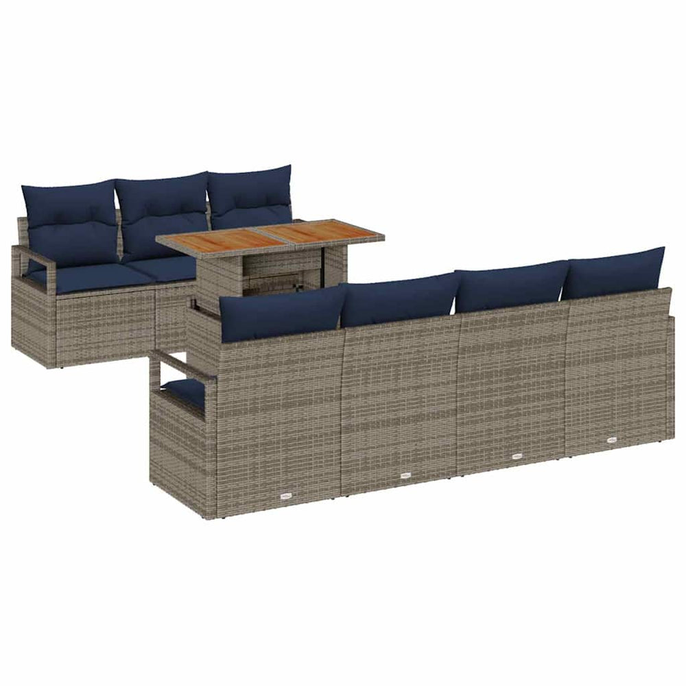 vidaXL Garden Sofa Set with Cushions 8 pcs Grey and Blue
