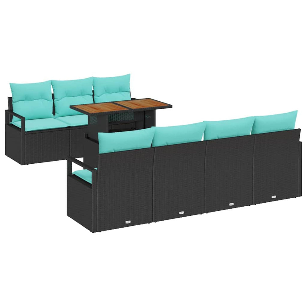 vidaXL Garden Sofa Set with Cushions 8 pcs Black and Teal