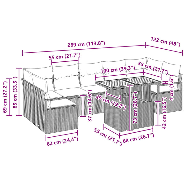 vidaXL Garden Sofa Set with Cushions 8 pcs Black and Teal