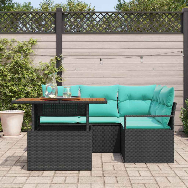 vidaXL Garden Dining Set with Cushions 5 pcs Black and Teal