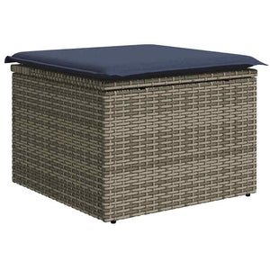 vidaXL Garden Dining Set with Cushions 7 pcs Grey and Navy Blue