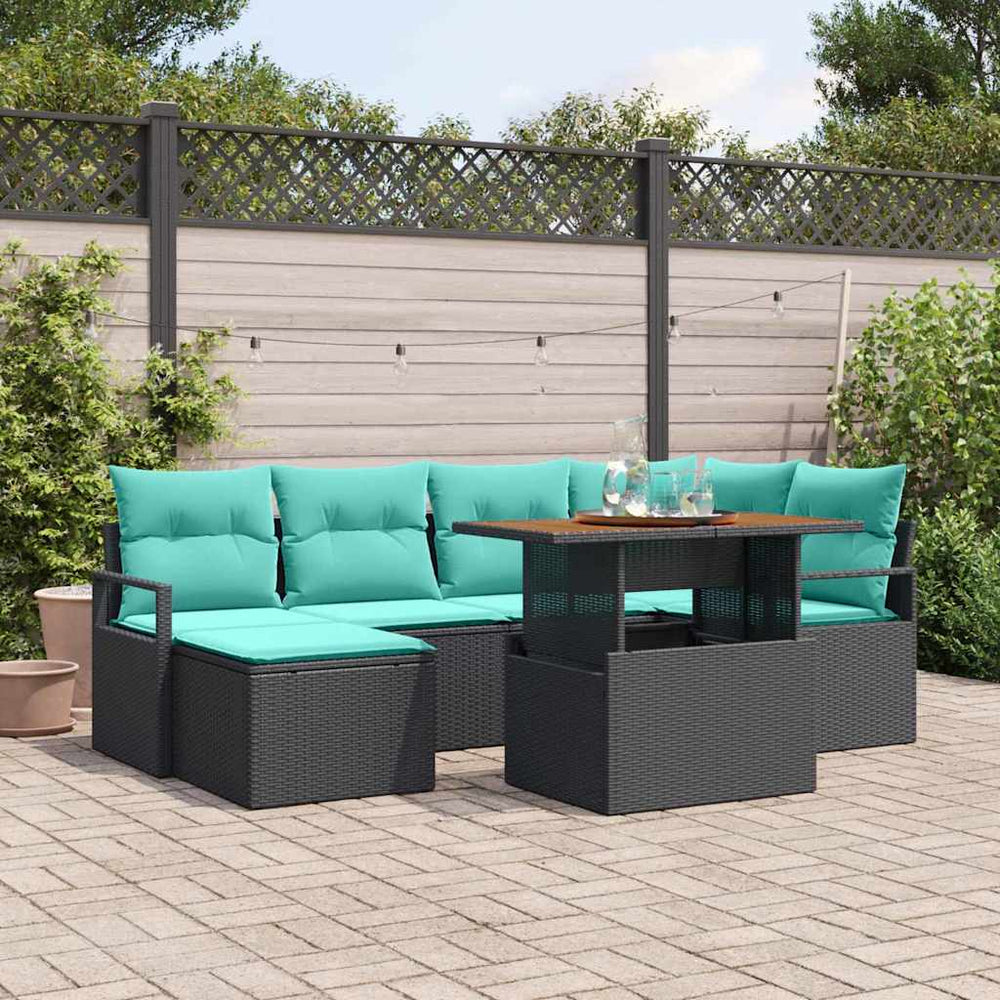 Garten Essgruppe Schwarz Teal 7-teilig