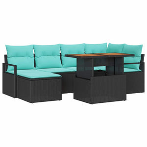 Garten Essgruppe Schwarz Teal 7-teilig
