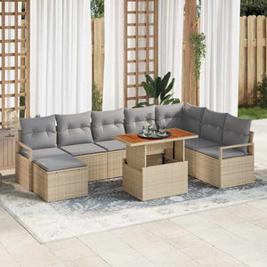 Garten Sofa Set Beige & Grau 9-teilig