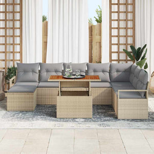 Garten Sofa Set Beige & Grau 9-teilig