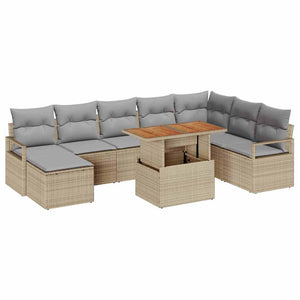 Garten Sofa Set Beige & Grau 9-teilig