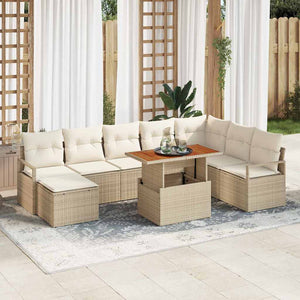 Garten Sofa Set Beige & Creme 9-teilig