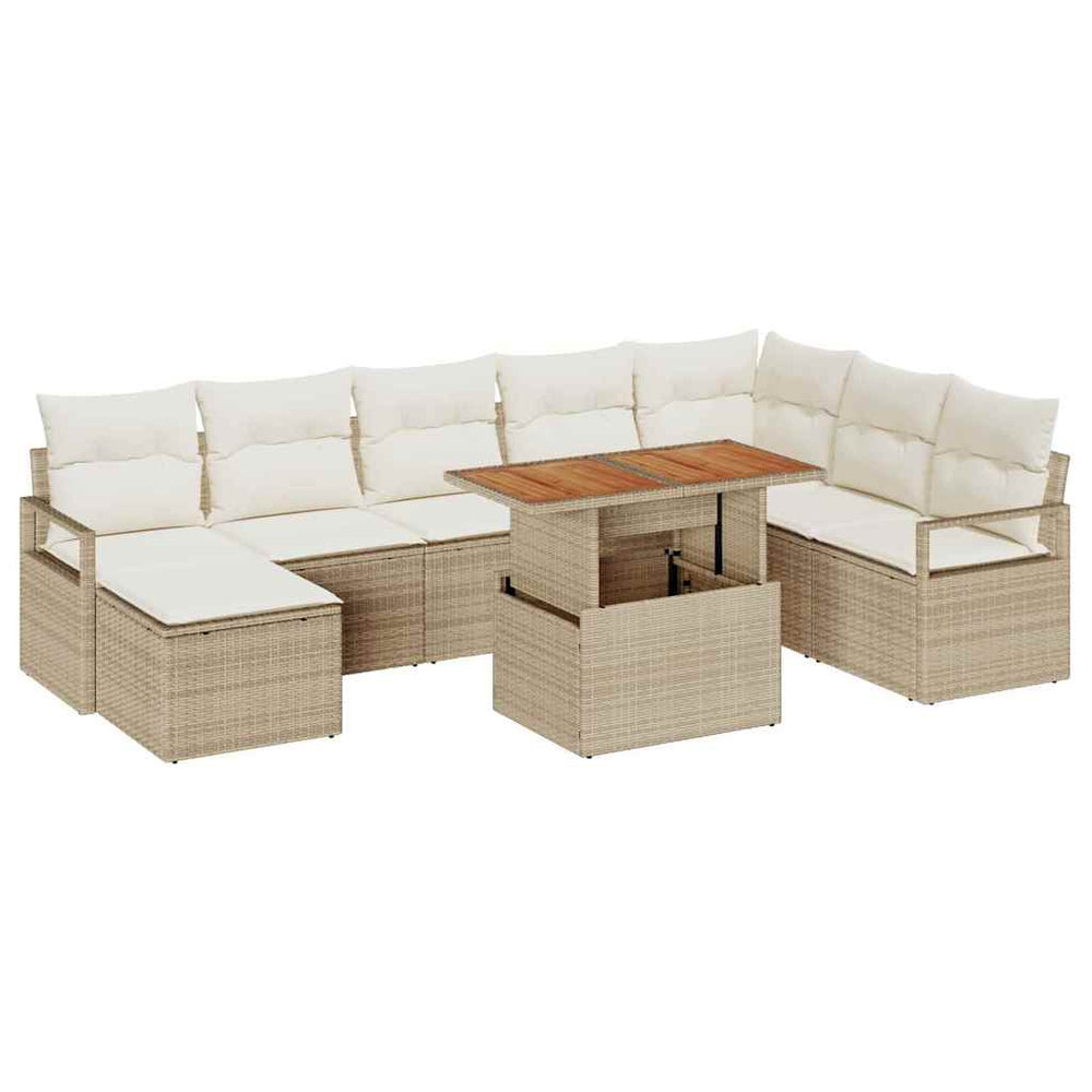 Garten Sofa Set Beige & Creme 9-teilig
