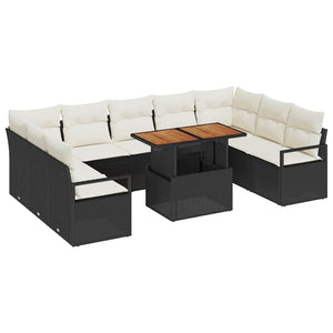 vidaXL Garden Sofa Set with Cushions 10 pcs Black and Cream