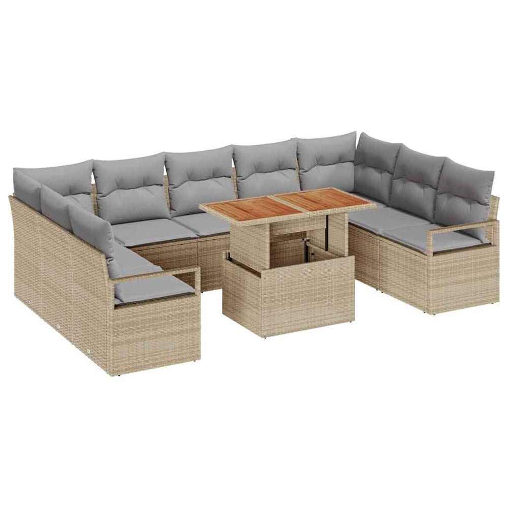 Garten Sofa Set mit Kissen, Beige/Grau, 10-teilig