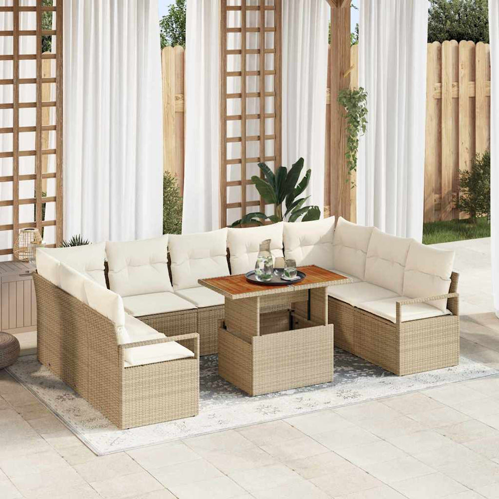 vidaXL Garden Sofa Set with Cushions 10 pcs Beige and Cream