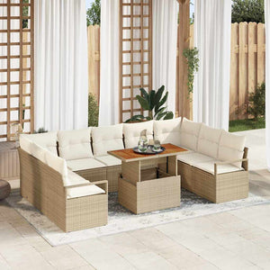 vidaXL Garden Sofa Set with Cushions 10 pcs Beige and Cream